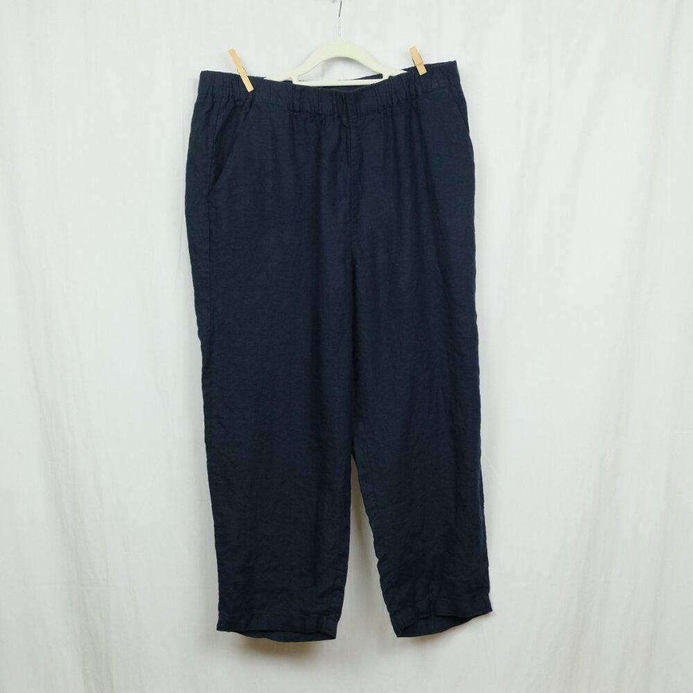 quince 100% European Linen Pants - Plus Size in navy . SIZE L